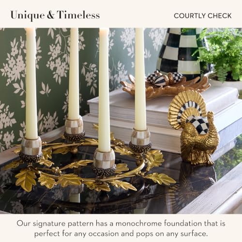 Image of MACKENZIE-CHILDS Resin Mini Turkey Figurine, Courtly Check Gold