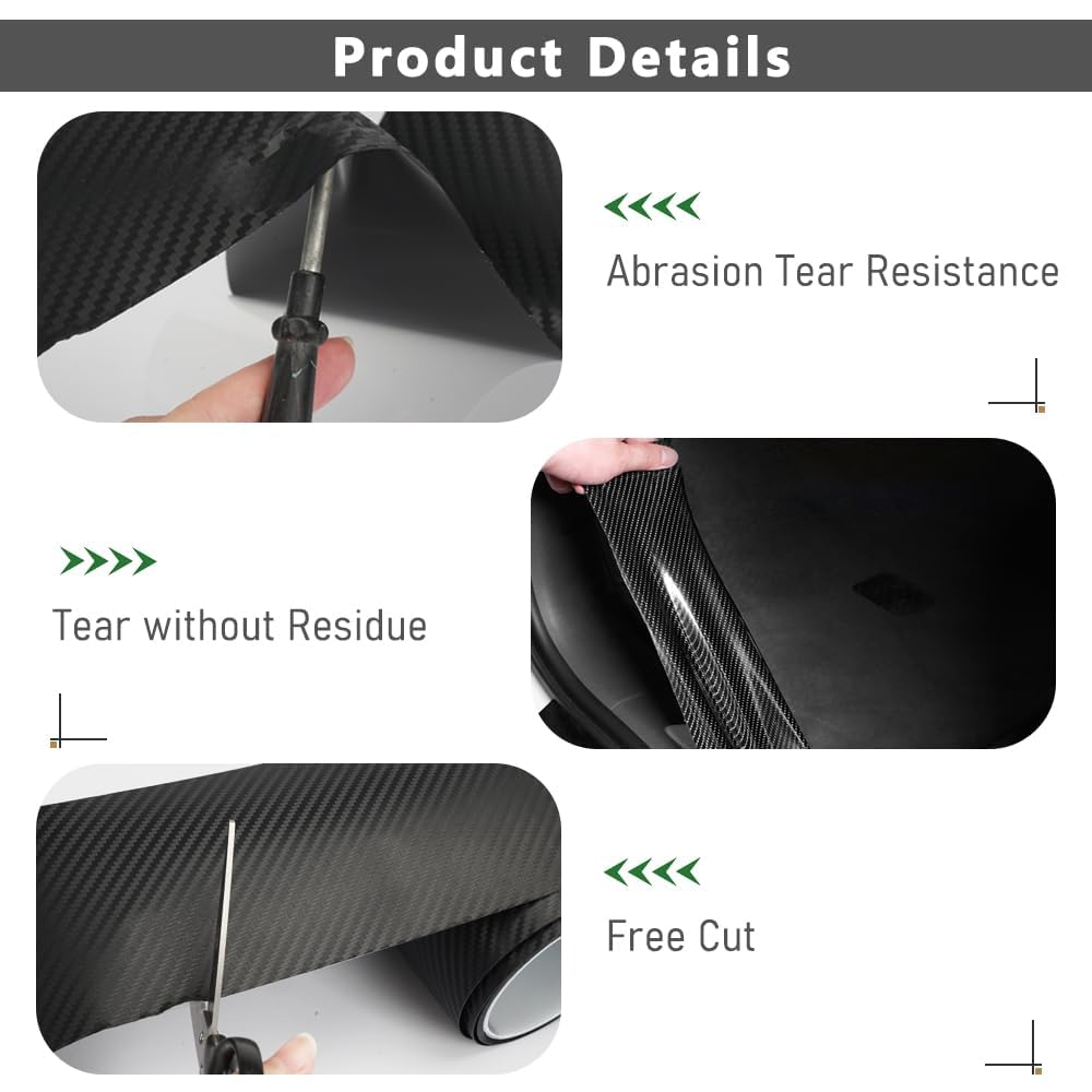 Pellicola Carbonio Adesiva,3 Meters X 10 CM Pellicola Adesiva Carbonio,Paraurti Per Auto Antigraffio,Fibra Di Carbonio Per Auto,Adesivo Carbonio Spesso per Porta, Bagagliaio, Carrozzeria
