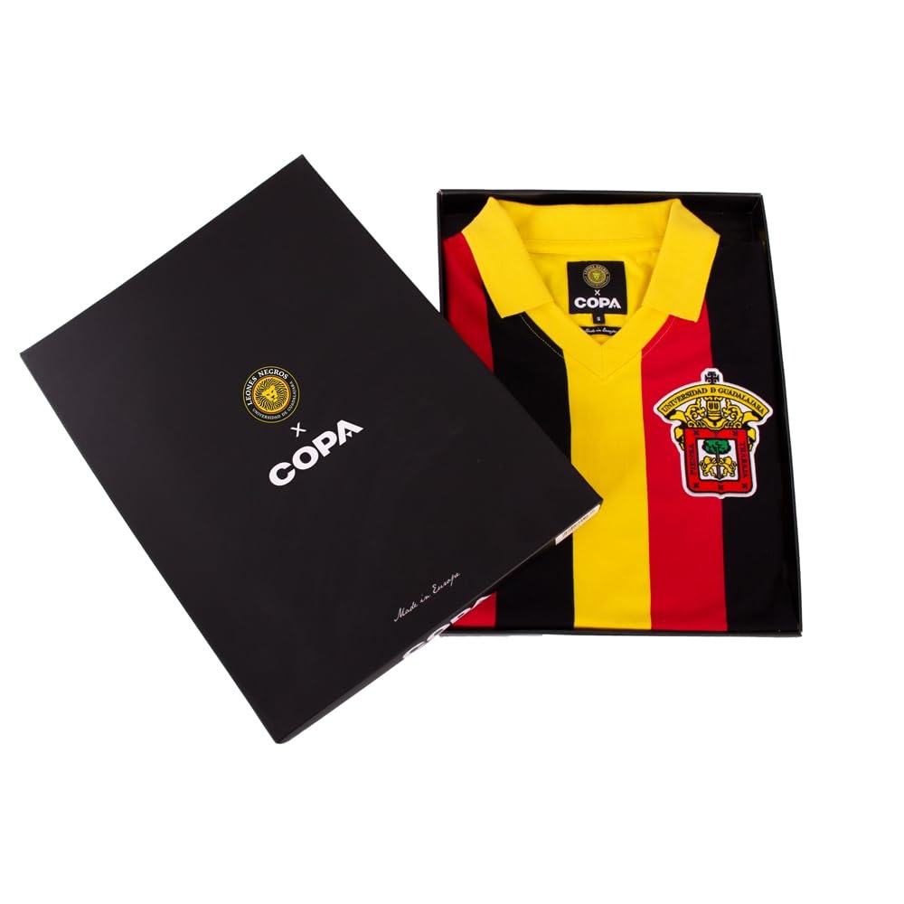 Copa - Camiseta de Fútbol - Hombre - Leones Negros 1974 - Retro - Manga Corta - Rojo/Amarillo - 100% algodón