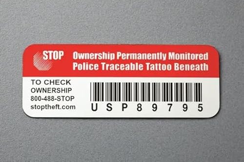 Stop Security Plate (Small) – Anti-Theft ID Tag and 24/7 Recovery Service for Laptops, Tablets, Cell Phones and Other Devices. Made in USA.