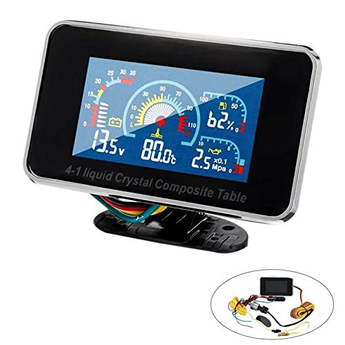 Oil Pressure Sensor / 4 in 1 LCD Car Digital Alarm Gauge Pressure Voltmeter Volt Water Temperature Oil Pressure Fuel Gauge Temperature Sensor Oil Pressure Switch