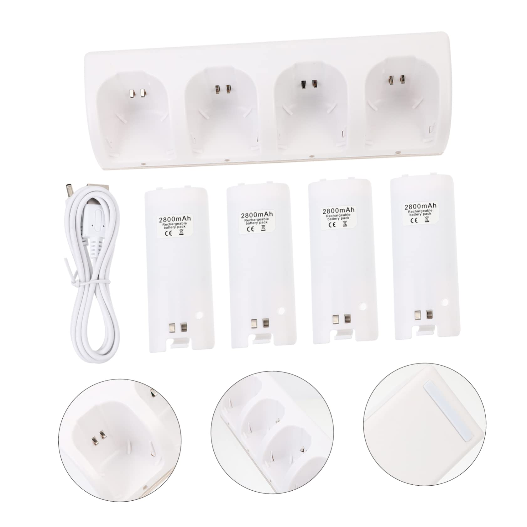 OSALADI Chargeur de Batterie à 4 Emplacements, Abs Blanc, Indicateur LED, Charge Simultanée, pour Manette de Console, 1 Set