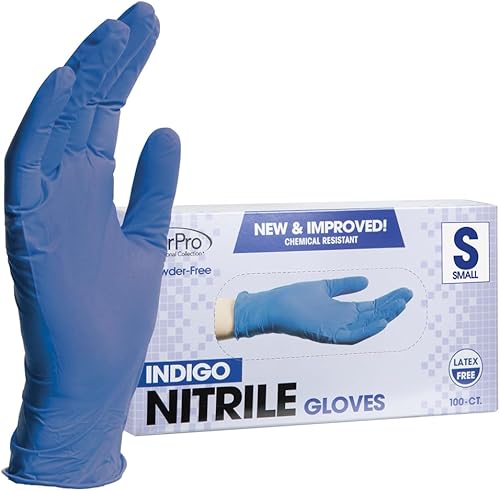Miniatura 7 de ForPro - Guantes desechables de nitrilo resistentes a productos químicos, sin polvo, sin látex, no estériles, seguros para alimentos, 4 mil, azul,