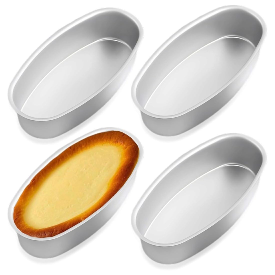 Aundhegrtt Aluminum Oven Baking Cake Pan for Cheesecake Pan 4PCS Oval Non-Stick Breads Loaf Bread Tiramisu Fruitcake