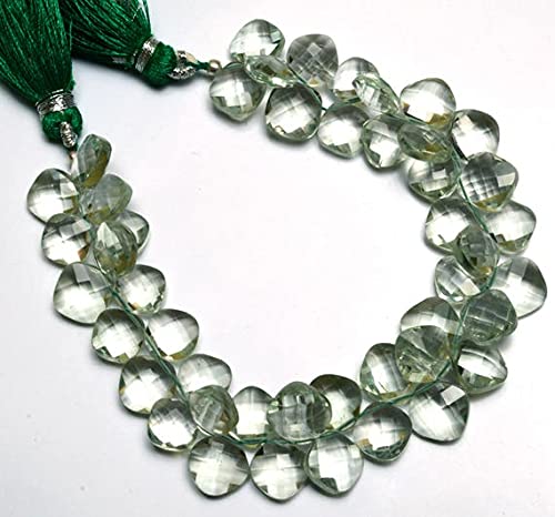 Prasiolite naturelle brésilienne 9-10MM : perles briolettes coussin pour fil de 7"