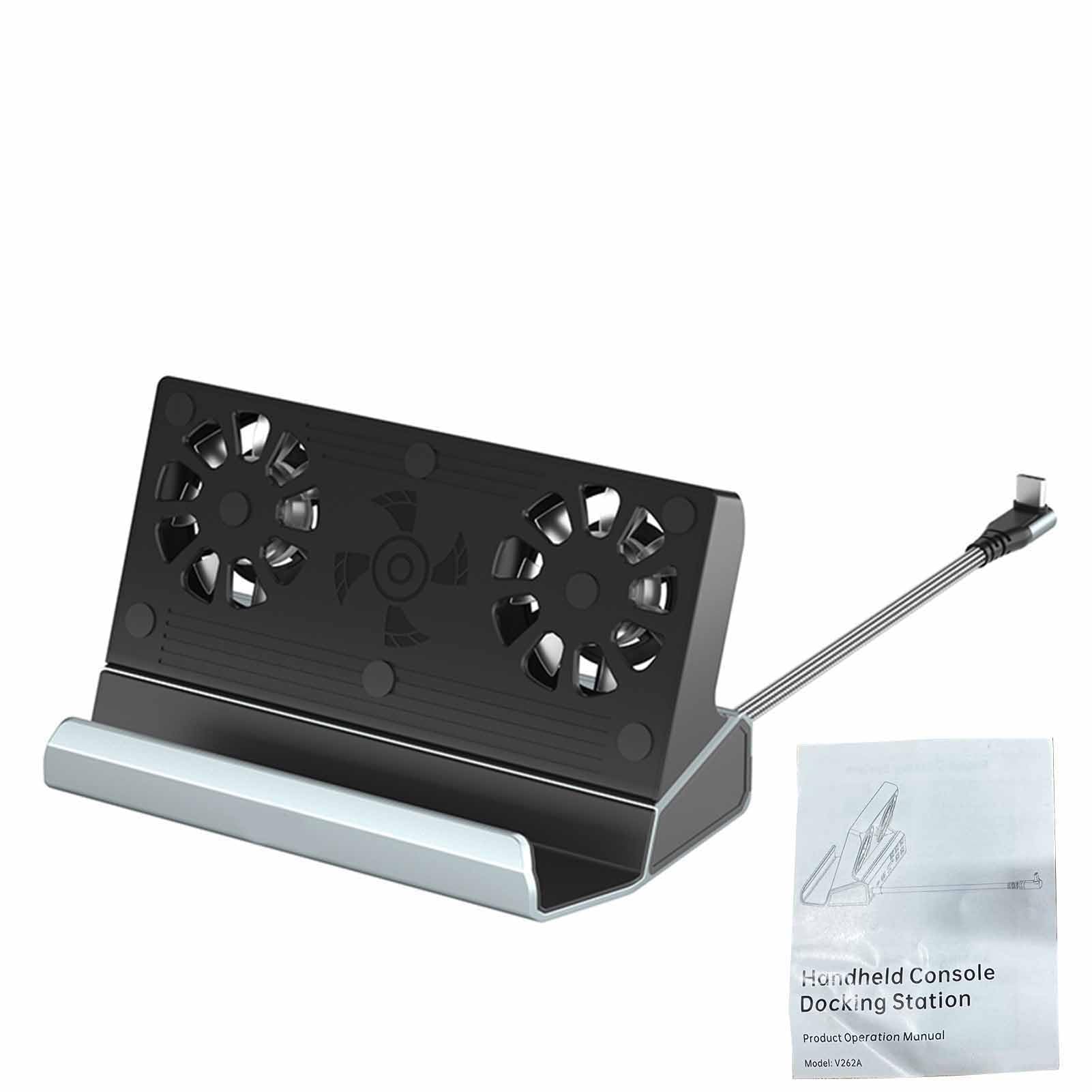 Dock Station da Gioco Multiporta per Hub Dock Tipo C 10 in 1 con Doppie Ventole per Console Portatili Steam 320x150x82,3 Mm