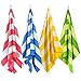 Exclusivo Mezcla 4 Pack Large Cabana Stripe Lightweight Soft Microfiber Beach Towels, Highly Absorbent Travel Pool Towel (30x60 Inches, Blue/Green/Yellow/Pink)