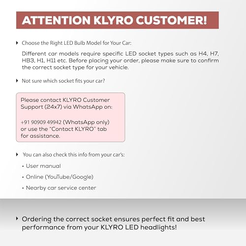 Image of klyro LED Headlight Bulb for Car 220W 22000LM 6000K White Super Bright Plug & Play Waterproof LED Headlamp with Imported Flip Chip Technology for High Visibility Night Driving Pack of 2 (H4 /H19)