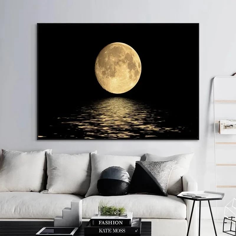 Cuadro abstracto de luna para transformar paredes vacías con elegancia monocroma 3