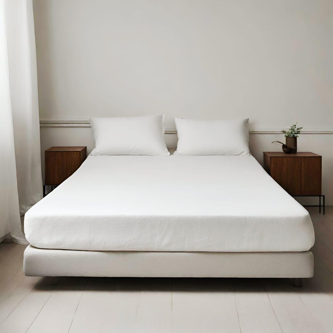 Cuore di lino - Lenzuolo sopra in puro lino 100% Made in Italy Ajour bianco ottico matrimoniale (270x290cm)