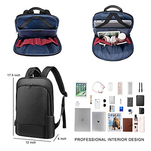 LOVEVOOK-Slim-Laptop-Backpack-for-Men-Lightweight-Leather-Business-Laptop-Bag-for-Women-Unisex-Bookbag-Computer-Bag-Purse-for-Commuting-College-156-Inch-Black