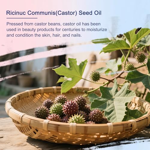 Image of Organic Castor Oil with Rose Quartz Roller Ball, 100% Castor Oil Organic Cold Pressed for Hair, Face & Body Skin Moisturizing Care, Hexane-Free. 1.7 Fl Oz