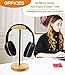 Bliocefo Headphone Stand Nature Wood & Aluminum Headset Hanger Mount Hook Gaming Holder Desktop Earphone Artful Functional Craftmanship Stand for All Headsets with Solid Wooden Base