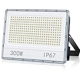 LED Strahler Außen 300W, 30000LM LED Fluter Superhell LED Aussenstrahler,IP67 Wasserdicht LED Scheinwerfer, 7000K Kaltweiß Flutlicht LED Außen für Hinterhof, Garten, Garage
