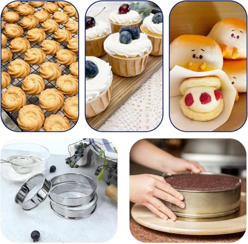 Image of 4Pcs Stainless Steel Cooking Ring Set, Non-Stick Heat Resistant Golden Egg Maker, Practical Kitchen Tool for Making Pancakes Eggs Muffins and Crumpets for Daily Breakfast Cooking