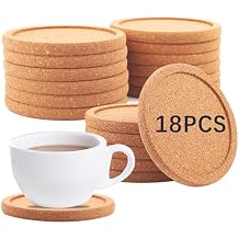 18 Pcs Cork Coasters with Lip,Absorbent Drink Coaster with Grooved Round Edge,Non-Slip,Heat-Resistant,Suitable for Mugs, Glasses,Coffee Coasters for Home Tabletop Decoration