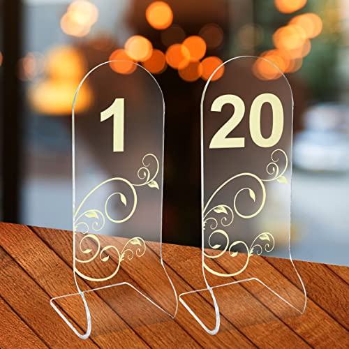 Tischnummern 1-20 Gold Zahlen auf L-Form Transparent Acryl Hochzeit Tischnummern Cover