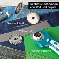 OfficeTree Rollschneider Stoff 45mm - Stoffschneider Rollschneider Set 3 Klingen - Rollmesser für Stoff Papier und Tapete Mühelos - Rotary Cutter zum Nähen oder Basteln – Ansicht 5