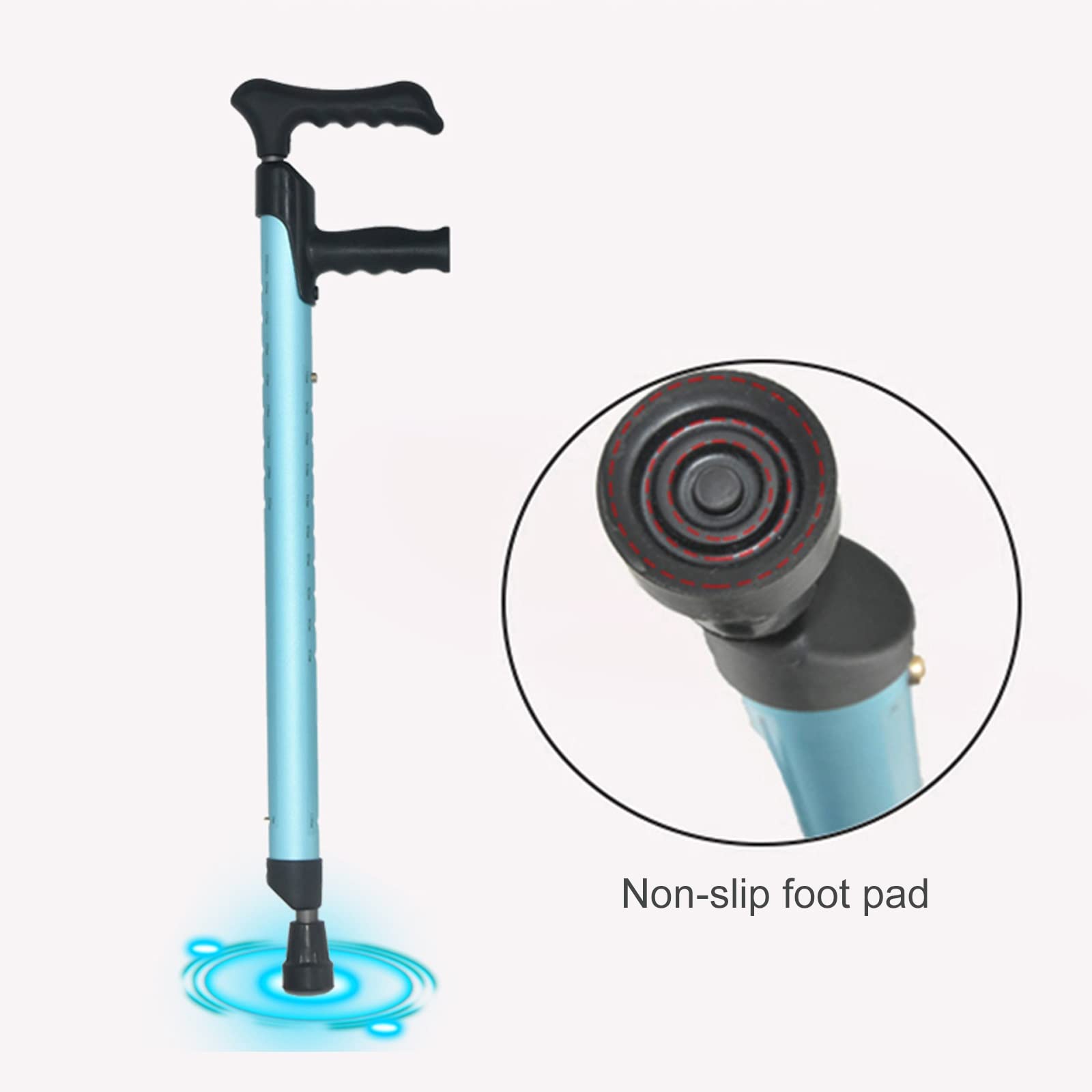 Stampella sottoascellare Blu, Stampella in Alluminio Leggera Regolabile in Altezza, Stampella Ortopedica Medica, per Adulti e Bambini con Altezza 150-190 cm Lucky Star