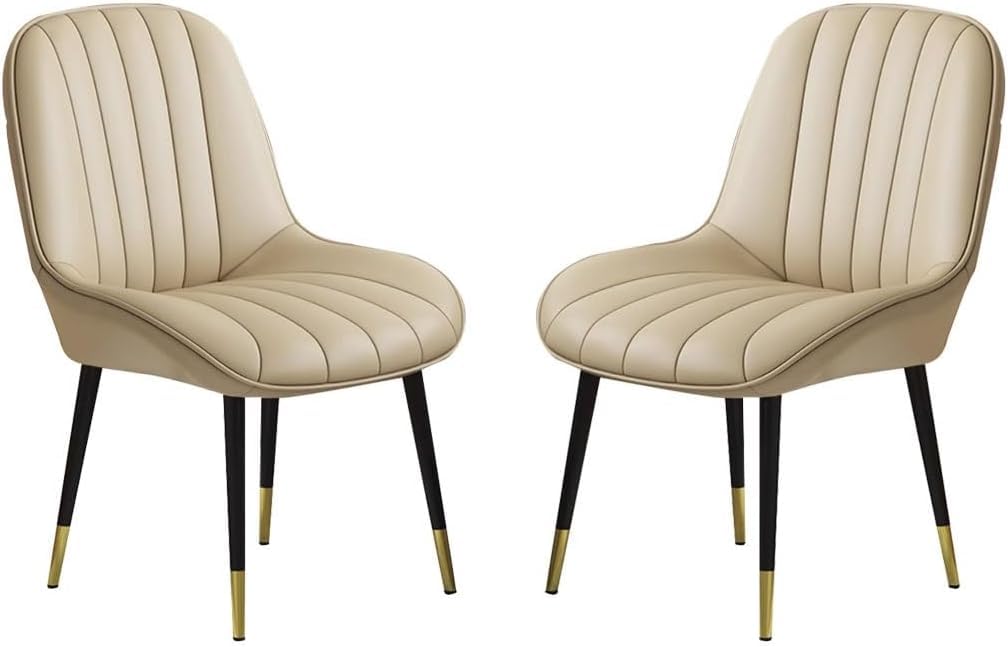 Chaise de salle à manger pivotante en cuir PU couleur kaki | Lot de 2
