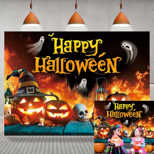 Arrière-plan d'Halloween avec citrouille pour studio photo et fête d'anniversaire enfant