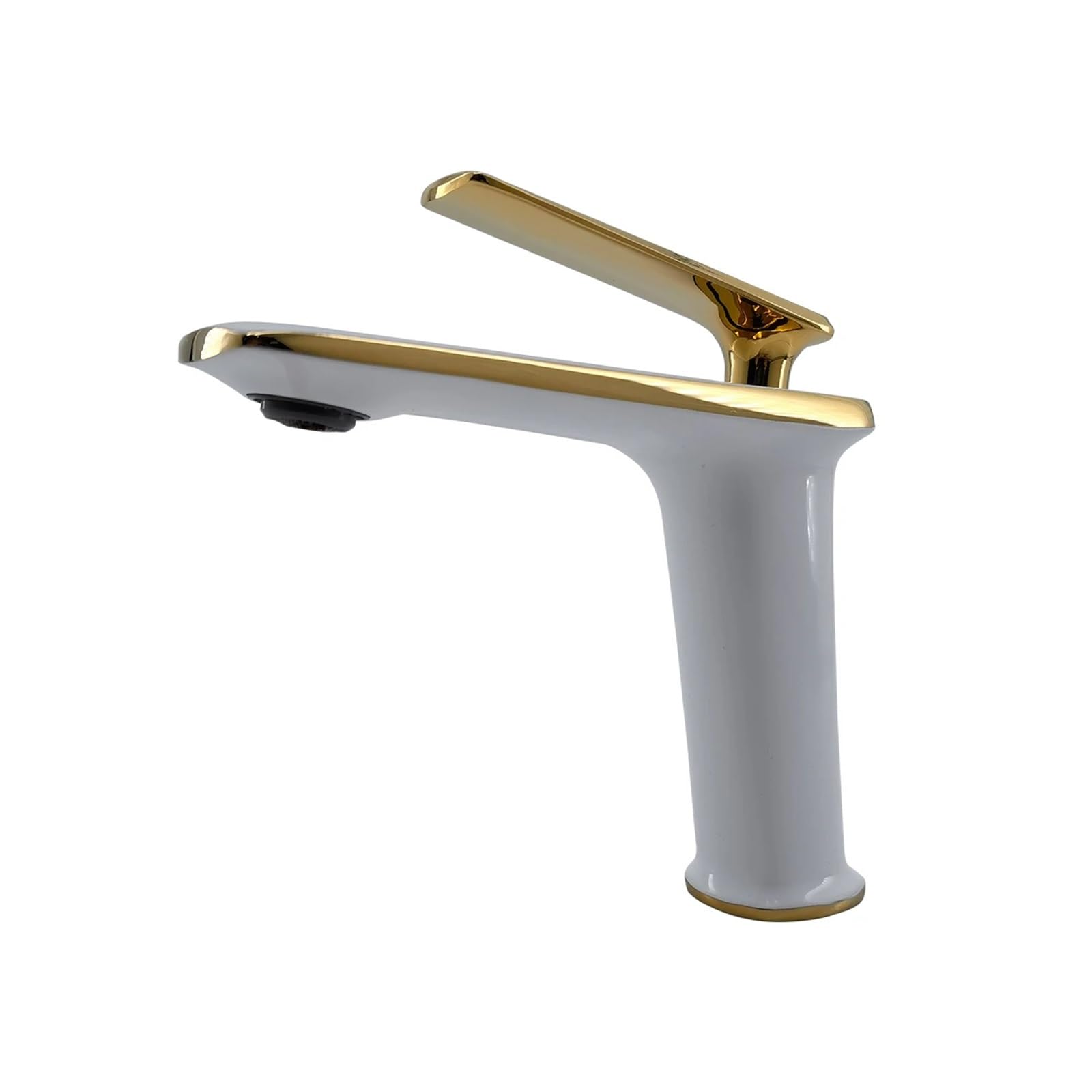 Mitigeur de lavabo blanc et or pour robinet de salle de bains eau chaude et froide