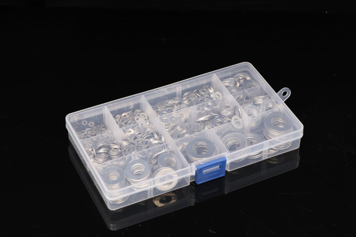 180/360/580/684/1010PCS Edelstahl Unterlegscheiben M2 M3 M4 M5 M6 M8 M10 M12 Flache Unterlegscheiben Ring Unterlegscheibe Dichtungen Sortiment Kit
