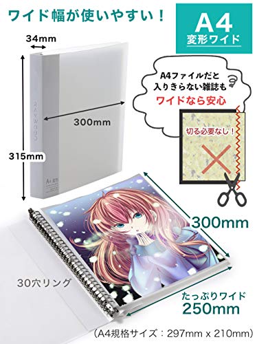 最安値 Raywood 変形ワイド マガジンファイル 雑誌 切り抜き 収納ファイル ケース 30穴リング クリアポケットリフィル30入り クリア の価格比較