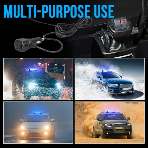 Strobe Light Bar for Trucks - MIRUNNY 15Inch Waterproof Double Side Safety Warning Flashing Beacon Emergency Lighting Bar with Magnetic Base for Snow Plow, Trucks, Construction Vehicles(Blue) - Image 6