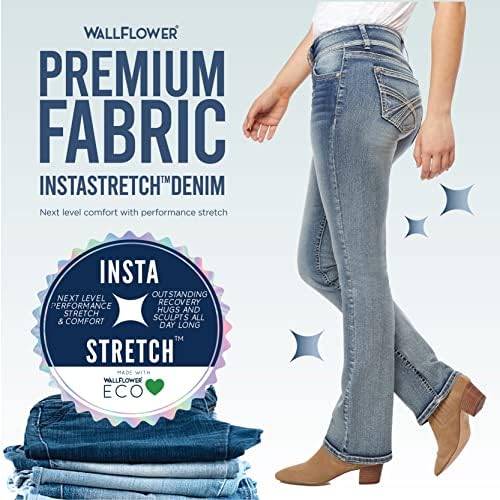 WallFlower Luscious Curvy Bootcut Jeans for Women Mid-Rise Insta Stretch Denim in Petite, Midsize, Plus Size, Juniors Jeans, Chrystie, 1 Long — view 6