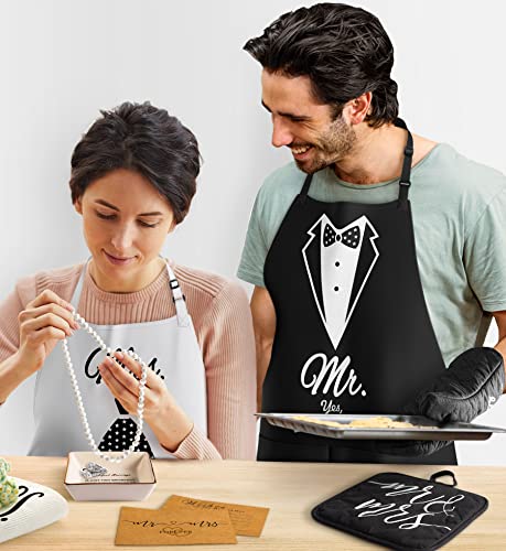 Wedding Gifts Engagement Gifts For Couples Mr And Mrs Aprons For Couples Gifts, Bridal Shower Gift Anniversary Christmas Gifts For Couple Mr And Mrs Gifts, 8 Pack Kitchen Cooking Apron Gift Set #TOP5
