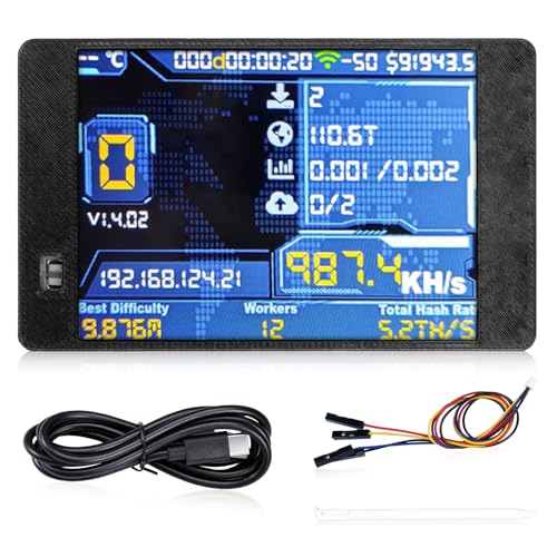 Mining Bitcoin V2 mit Schwarze Gehäuse APKLVSR BTC Miner mit 2.8 TFT ESP32 Display Hashrate 980KH/s BTC Solo Lottery Bitcoin Miner Crypto Lottery Miner