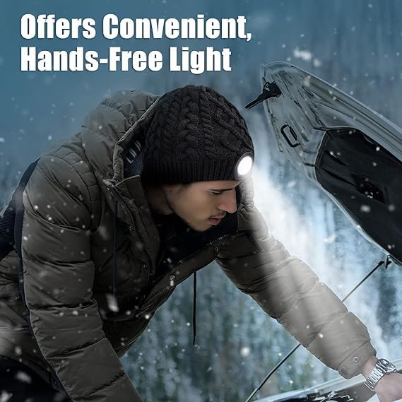 HIGHEVER LED Beanie Hat with Light: Christmas Stocking Stuffers for Men Adult Cool Gifts for Teen Boys Men Dad Winter Gifts - Image 5
