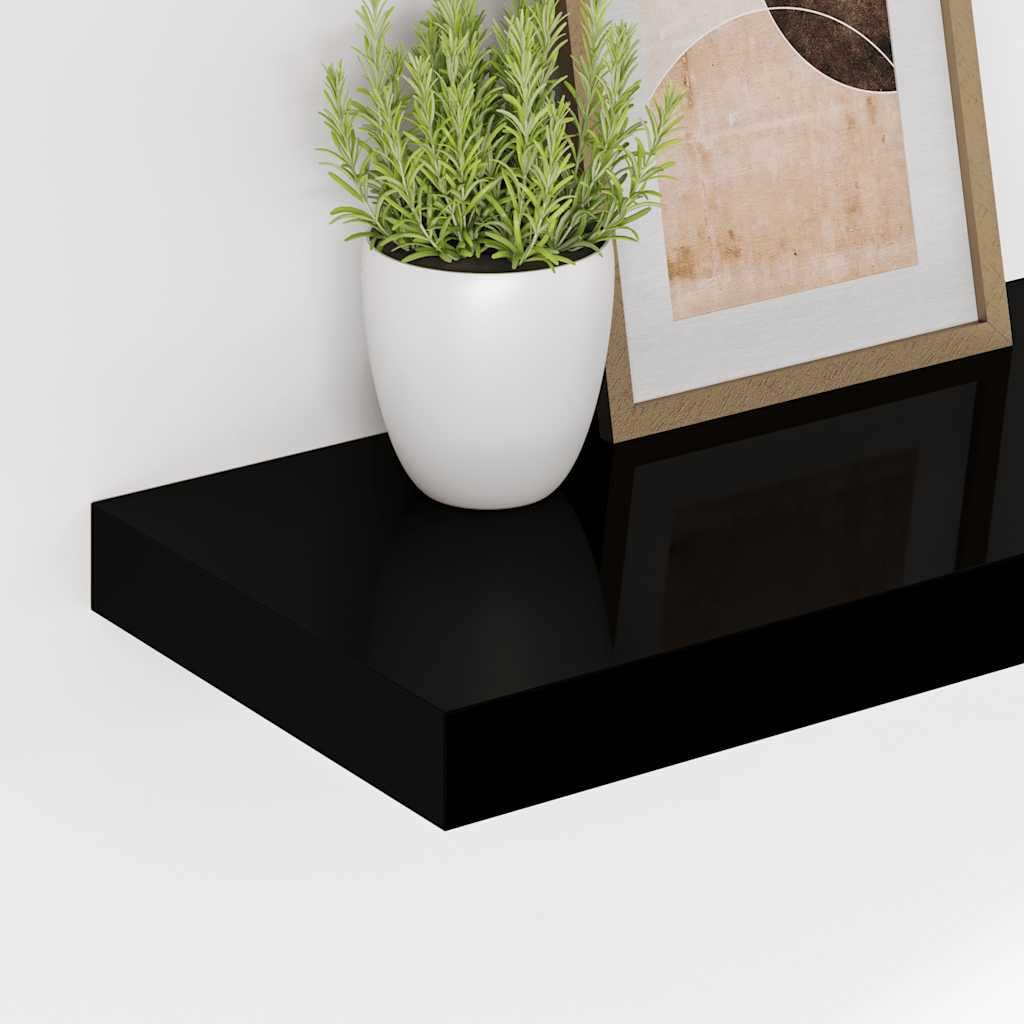 Estantería flotante negra de MDF con marco de metal, 120 x 23,5 x 3,8 cm, estantería de pared con soporte invisible para salón, dormitorio, cocina, ahorro de espacio para estantería de libros