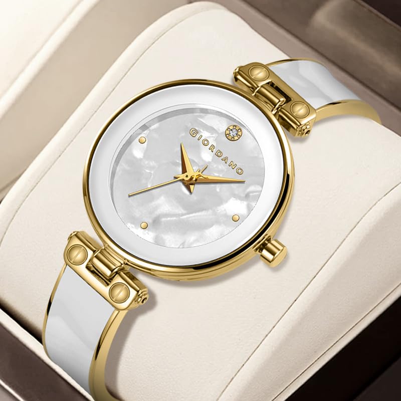 Image of Giordano Designer Analog Watch for Women - Glossy Round Dial & Bracelet Style Stainless Steel Strap