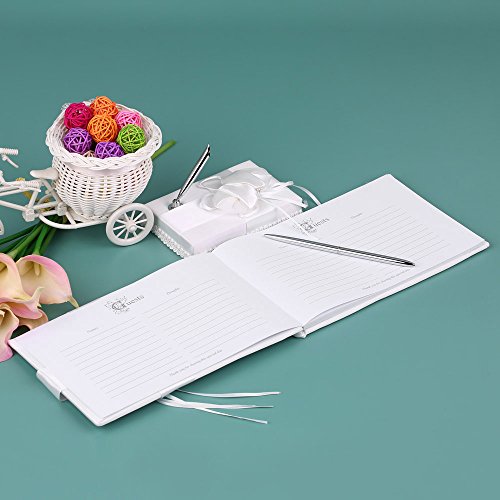 Baugger - 5 pçs/set Suprimentos de Casamento Branco Cetim Flor Menina Cesta + Almofada Portador de A