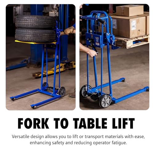 Image of Goodyear Material Lift Winch Stacker, Pallet Truck Dolly, 330 Lbs 40 inch Max Lift w / 8 inch Wheels, Swivel Casters [Patented]