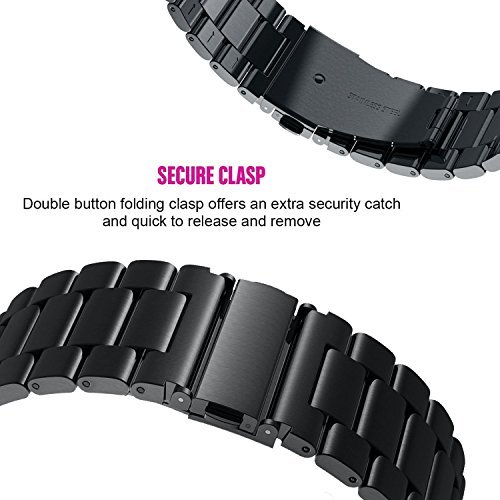 Aimtel Compatible With Ticwatch Pro 3 Band/Pro 4G Lte/Pro 2020 Bands, 22Mm Stainless Steel Wristband Metal Replacement Strap For Ticwatch Pro Series Smartwatch (Black) #TOP4