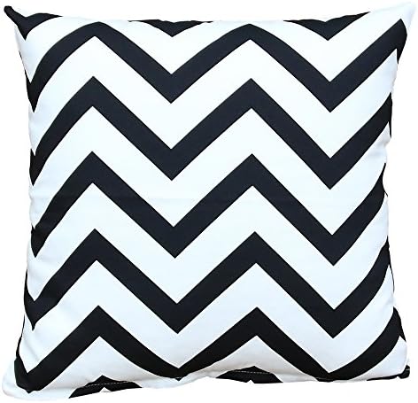 Mosong Cotton Linen Square Decorative Throw Pillow Case Cushion Cover, 18"x 18" (Black Geometric Patterns)