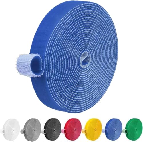 Image of Self Adhesive Hook and Loop Tape, Mosquito net Mounting Tape for Office use, Photo Frames, Multipurpose Double-Sided Adhesive Hook Loop Tape for Crafting & Wall Hanging (5M x 12mm) (Blue)
