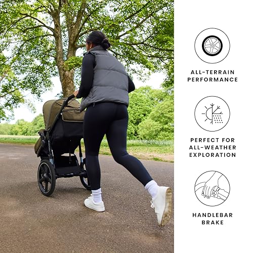 Ickle Bubba Venus Jogger Pro Max Kinderwagen, 3-Rad-Geländekinderwagen, von Geburt bis 22 kg, UPF 50+ Verdeck, Luftreifen, Getränkehalter (Wald) – Bild 6