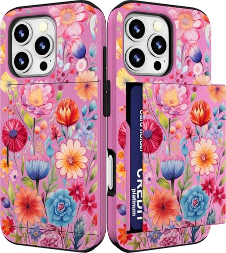 IWONE for iPhone 13 Pro Case - Pink Flower Floral Abstract