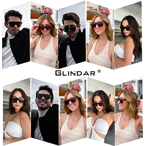 Glindar Polarized Shield Sunglasses For Men Square Flat Top Sports Glasses Black Frame/Grey Lens #TOP1