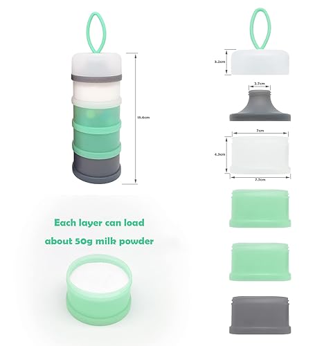 Miniatura 6 de Dispensador de fórmula para bebés, contenedor portátil de dispensador de leche en polvo, contenedor de almacenamiento de viaje para alimentación de