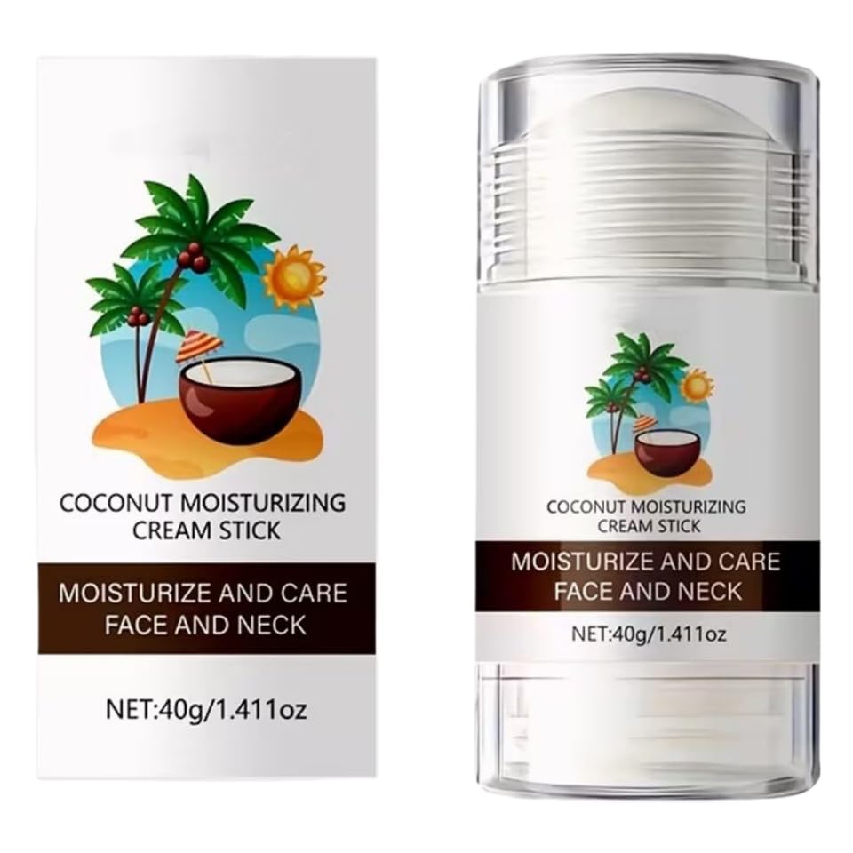 Coconut Face Stick, Hyaluronic Acid Face Moisturizer Balm Stick With Coconut Oil, Neck Tightening Cream Lifting & Firming Anti Wrinkle Facial Moisturizer Balm Deep Hydration, Anti Aging Repair Cream