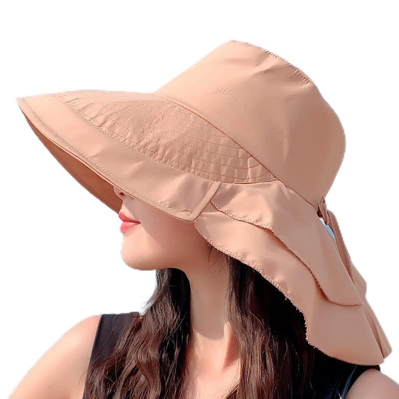 Chapeau de soleil d'été pour queue de cheval léger avec visière large bord pliable femme