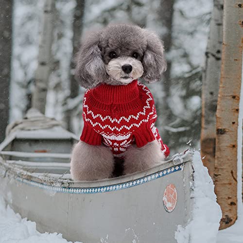 Pullover Hund Weihnachten,Hundepullover Kleine Hunde Weihnachten,Hund Weihnachtspullover,Hunde Weihnachts Pulli,Weihnachtspullover Kleiner Hund,Strickpullover für Hunde (M-Rot)