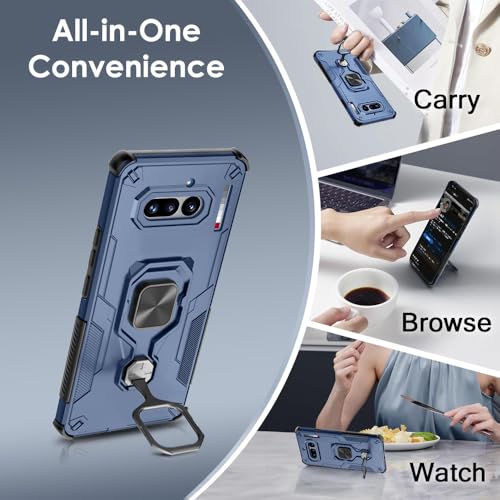 Image of TheGiftKart Tough Armor Bumper Back Case Cover for Nothing Phone 4a 5G | Ring Holder & Kickstand in-Built | 360 Degree Protection Back Case Cover for Nothing Phone 4a 5G (PC & TPU, Blue)