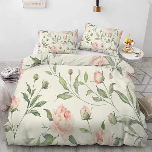 Housse de couette 240x260 fleurs rétro en microfibres avec ses 2 taies - 4