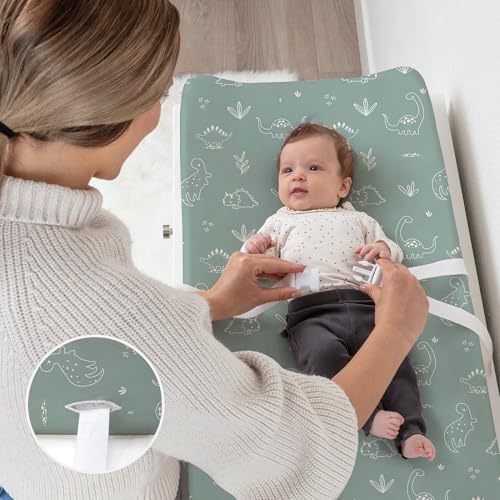Image of BROLEX Changing Pad Covers for Baby: Boy Girls Ultra Stretchy Soft 2 Pack, Cute Dinosaurs